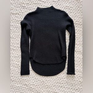 Express Black Ribbed Knit Sweater Dress with Ivory Cable Trim